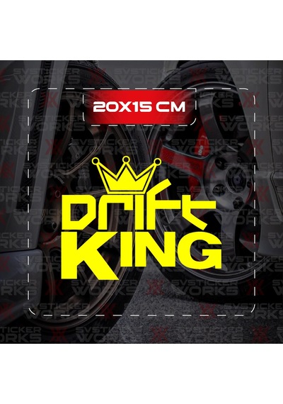 Drift King Jdm Sticker Araba Laptop Motosiklet Sticker Yapışkanlı Folyo Sarı