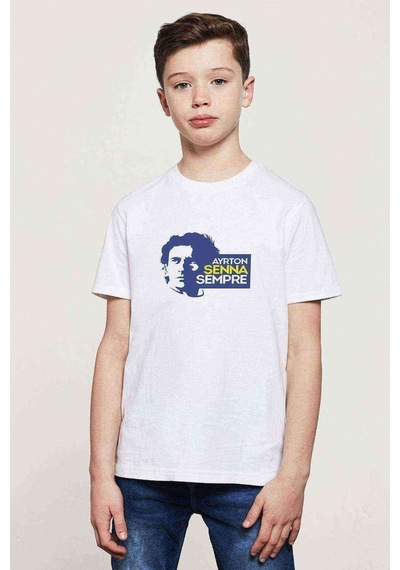 Tshirthane Formula F1 Ayrton Senna F1 Car Baskılı Unisex Çocuk Beyaz T-Shir (534779347)
