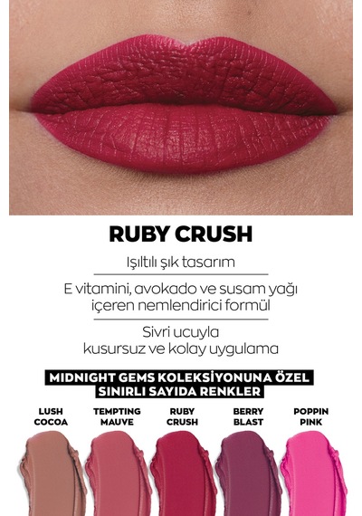 Tasarımlı Ultra Mat Ruj Ruby Crush Diğer