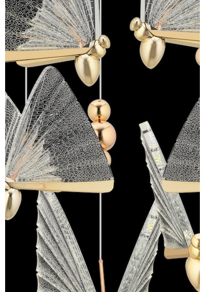 İstanbul Avize İpek 6'lı Gold Ledli 3 Renk Modern Led Avize Gold