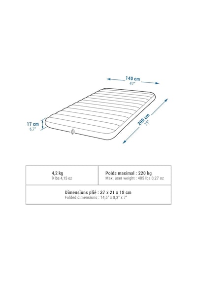 Şişme Yatak - 2 Kişilik - 140 Cm - Aır Comfort Turkuaz