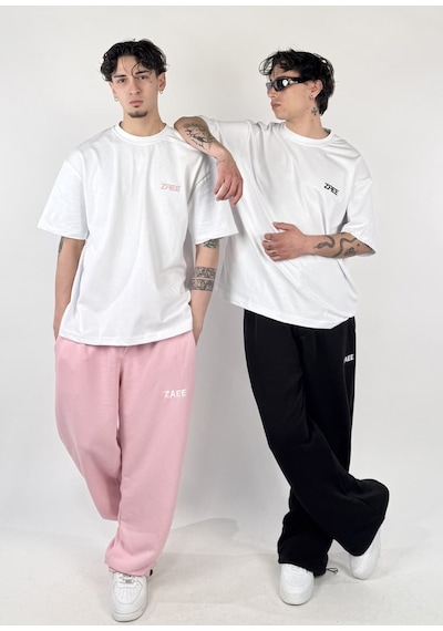 Zaee Club Nakışlı Oversize Unisex T-shirt Pembe