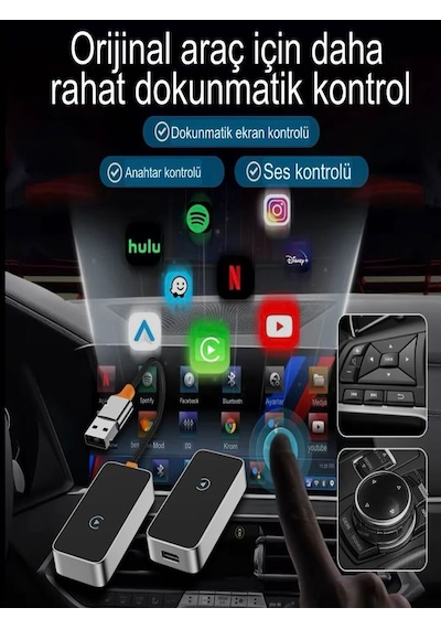 2in1 Usb Type-c Giriş'li Wireless Kablosuz Android Carplay
