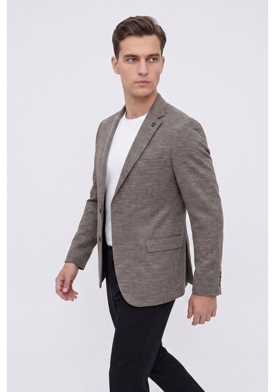 Plus Scorpion Erkek Esnek Kumaş Slim Fit Blazer Ceket Günlük & Ofis Şıklığı Kahverengi