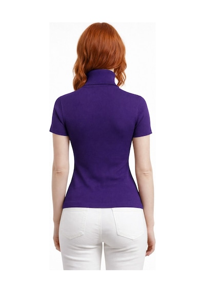 Neden Tekstil Boğazlı Yarasa Kollu Fitilli Crop Bluz - Mor