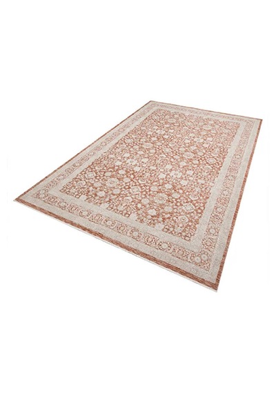 Zes Collection Modern Vintage Desenli Eskitme Dokuma Yumuşak Salon Halısı Kiremit - Bej
