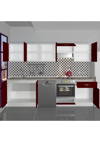 Decoraktiv Elite 280 Ankastre Fırın Modüllü Mdf Hazır Mutfak Dolabı - Tezgah Dahil - Bordo Decoraktiv Elite 280 Ankastre Fırın Modüllü Mdf Hazır Mutfak Dolabı - Tezgah Dahil - Bordo