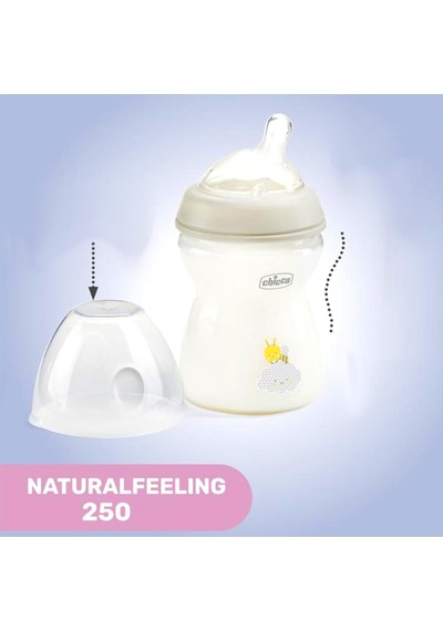 Natural Feeling Silikon Emzikli Pp Biberon, Desenli, 250 Ml, Şeffaf, 2+ Ay Çok Renkli