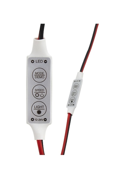 Mini Üç Tuşlu Tek Renkli Led Kontrol Cihazı Kırmızı- Siyah Kablo