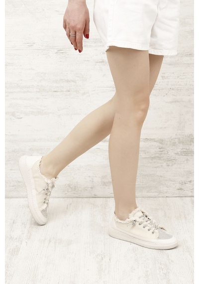 Gönderi(R) Gönderi R Bej Kot Triko Taşlı Comfort Dolgu Taban Sneaker Bej
