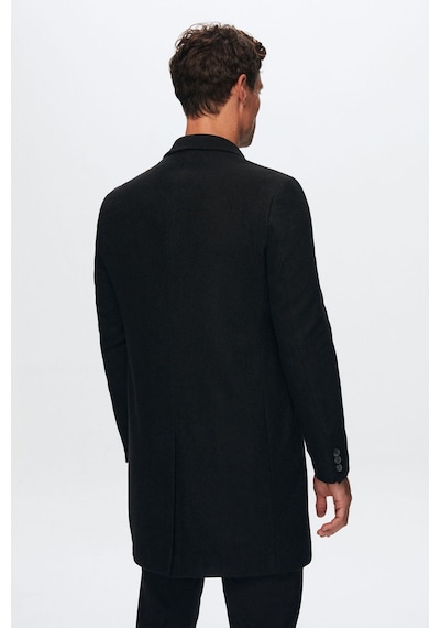 D's Damat Ds Damat Regular Fit Siyah Mono Yaka Kaşe Kaban 5HF08ORT10000 Siyah