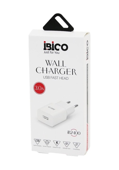 İbico İb-2400 Telefon Şarj Başlık Ev 5v 3.0a 9-12v-1.5a Hızlı Usb- 10'li Paket