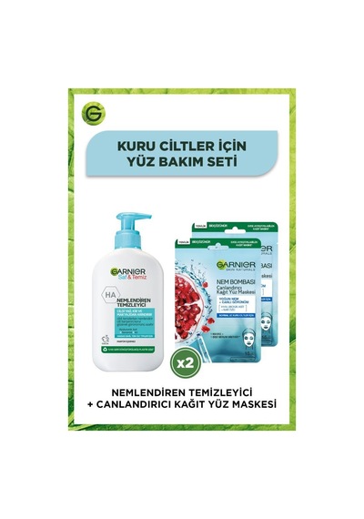 Garnier Saf&Temiz Nemlendiren Yüz Temizleme Jeli 250 ML + Nem Bombası Canlandırıcı Kağıt Maske 2'li
