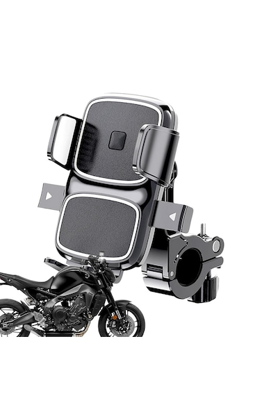 Mt63 Motosiklet Bisiklet Telefon Tutucu Gidon Uyumlu Otomatik Kilitli Siyah