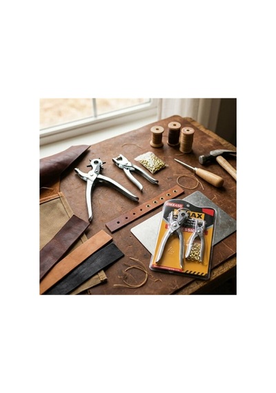 Ayarlanabilir 6 Başlıklı Çelik Kemer Delme Pensi Ve Metal Çıtçıt Takma Makinesi Seti Metalik - 914486673 Metalik