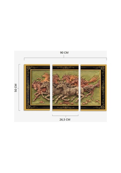 Hediyelik,dekoratif- Koşan Atlar 3 Parça Mdf Tablo Nocolor-775d053f - 33129121 Nocolor-775d053f
