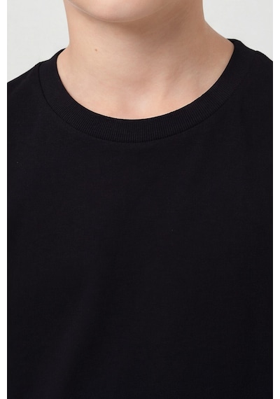 Siyah O Yaka Standart Fit Basic Unisex Çocuk T-shirt - 11328 Siyah