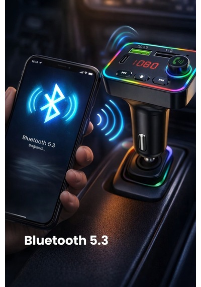 Bluetooth 5.3 Araç İçi Fm Transmitter Pd 25w Qc 3.0 Çift Usb Ekranlı Handsfree
