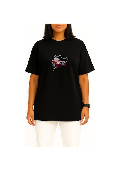 Bahriyeli Collection Oversize Mercedes W124 Classic Araba Göğüs Baskılı Unisex T-shirt Siyah