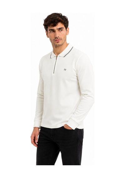 Advante Erkek Mevsimlik Spor Polo Yaka Fermuarlı Sweatshırt Bgl-st05468 Ekru