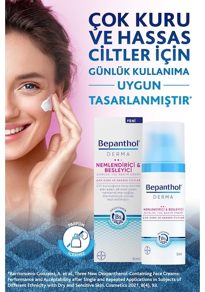 Bepanthol Derma Çok Kuru ve Hassas Ciltler İçin Günlük Yüz Bakım Kremi 50 ML + Onarıcı Bakım Merhemi 5 x 3.5 G