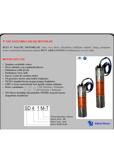 Best 2 Hp-380v-4" Derinkuyu Dalgıç Pompa Motoru-kademesiz