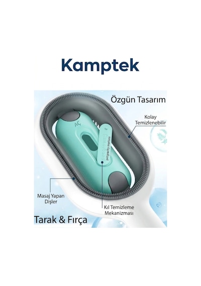 Kamptek Spreyli Kedi Köpek Tarağı - Su Hazneli Evcil Hayvan Tüy Toplama Ve Masaj Fırçası
