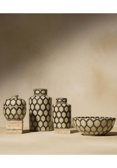 Yargıcı Geometrik Desenli Seramik Kutu 15x16 Cm 26ynha1109m St