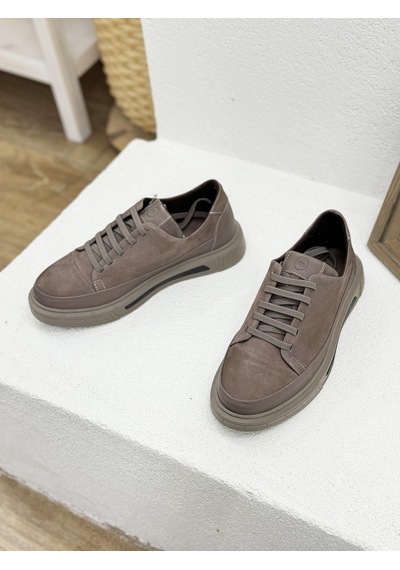 D24ka-3250 Lastik Bağcıklı Hakiki Deri Sneaker Spor Ayakkabı 001