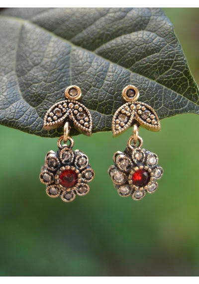 Stoneage Yakut ve Zirkon Taşlı Bayan Otantik Küpe Bronz