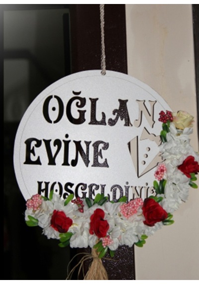 Oğlan Evi Ahşap Süs - Düğün Kına Nişan Kız 30Cm