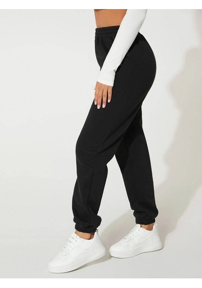 Kadın Siyah Oversize Eşofman Altı - Unisex Siyah