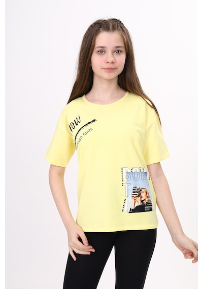 Toontoy Kids Toontoy Kız Çocuk Bornta Baskılı Tişört Sarı