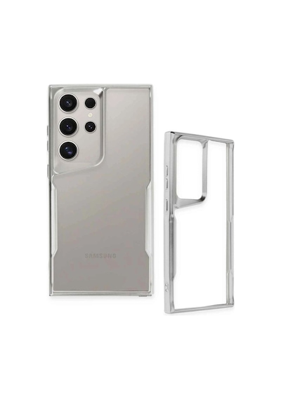 Samsung Samsung Uyumlu Galaxy S24 Ultra Kılıf Boyi Silikon Kapak - Gümüş