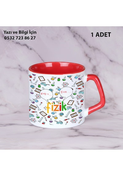 Fizik Öğretmeni Ve Öğretmenler Günü İçin Kişiye Özel İsim Baskılı Kupa Bardak Öğretmene Hediyelik Kısakırmızı