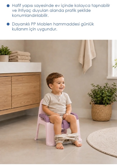 Babyjem Afacan Lazımlık Ergonomik Tuvalet Eğitimi Yardımcısı Soft Pembe