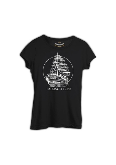 Sailing For Life Siyah Kadın Tshirt 001