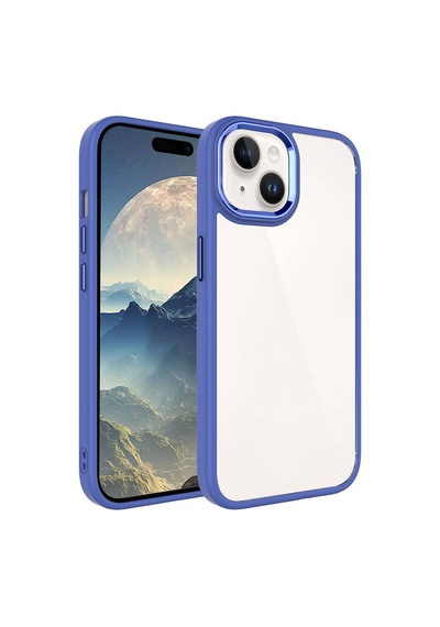 Apple iPhone Uyumlu 15 Kılıf Şeffaf Arka Yüz Kamera Yükseltili Silikon Pazarplus Lila
