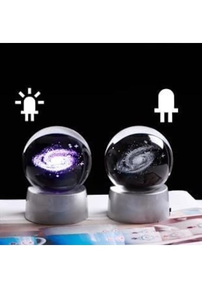 Toz Bulutu Kristal Cam Küre Renk Değiştiren Led Işıklı Gece Lambası Dekoratif Hediyelik