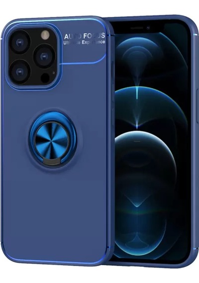 Newface Apple İphone 13 Pro Kılıf Range Yüzüklü Silikon - Mavi