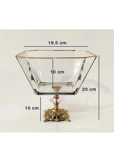 Atabey Home Metal Döküm Ayaklı Gold Detaylı Salata Kasesi Lav Krn299