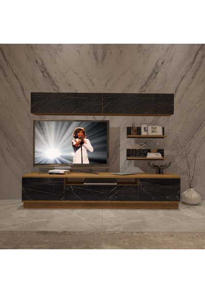 Decoraktiv Trendstyle 5s Mdf Tv Ünitesi Tv Sehpası Pera - Siyah Mermer