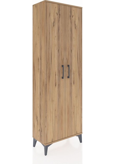 Arges Dolap Tek Raflı 2 Kapaklı Tek Askılı 60x30x182 Çam-çam Çam