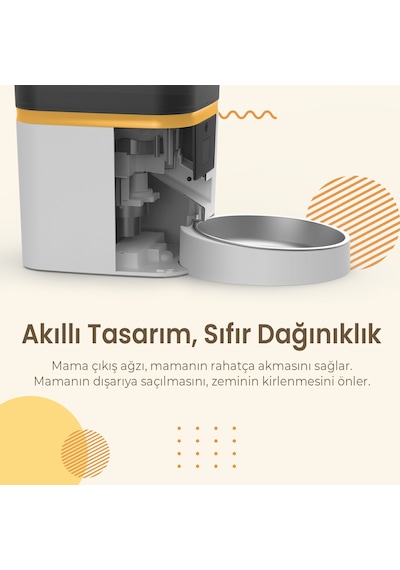 Haustier Qq003 Beyaz Akıllı Kedi Köpek Otomatik Mama Kabı, Tuya App-wifi Uzaktan Kontrol, 6lt Hazne