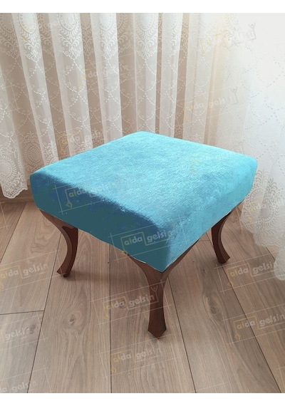 Ayak Ucu Kapı Önü Antre Düz Bench Puf Ceviz Ayak Turkuaz