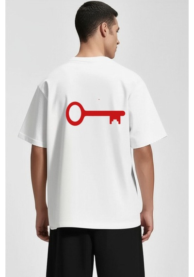 Nevermind Unisex Çift Erkek Kadın Tişört 2li Set Takım The Key To Baskılı Sevgili Kombini Beyaz
