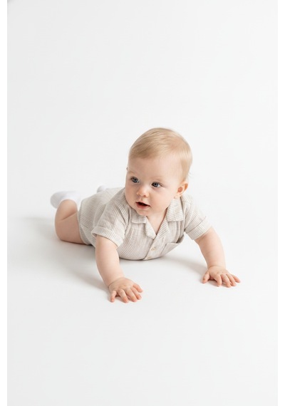 Tiffany Baby & Kids Lycra Müslin Tasarımlı Gömlek Gri