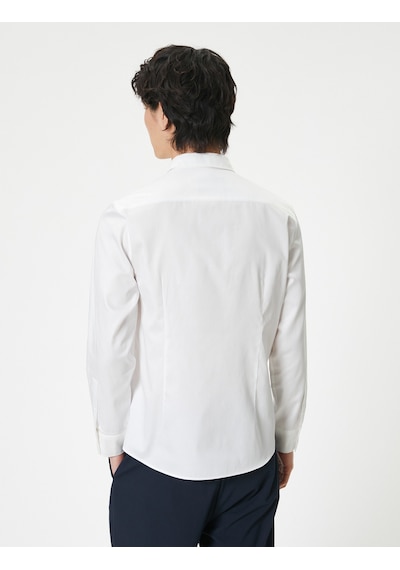 Koton Basic Gömlek Uzun Kollu Düğmeli Klasik Yaka Slim Fit Beyaz 4sam60171hw Beyaz