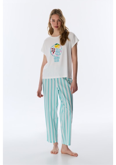 Penti Mint Yeşili Hailey Pamuklu Çizgili Pantolon Pijama Altı