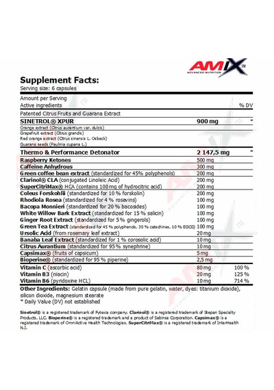 Amix Detonatrol Thermo Fat Burner L-carnitine 90 Caps Aromasız
